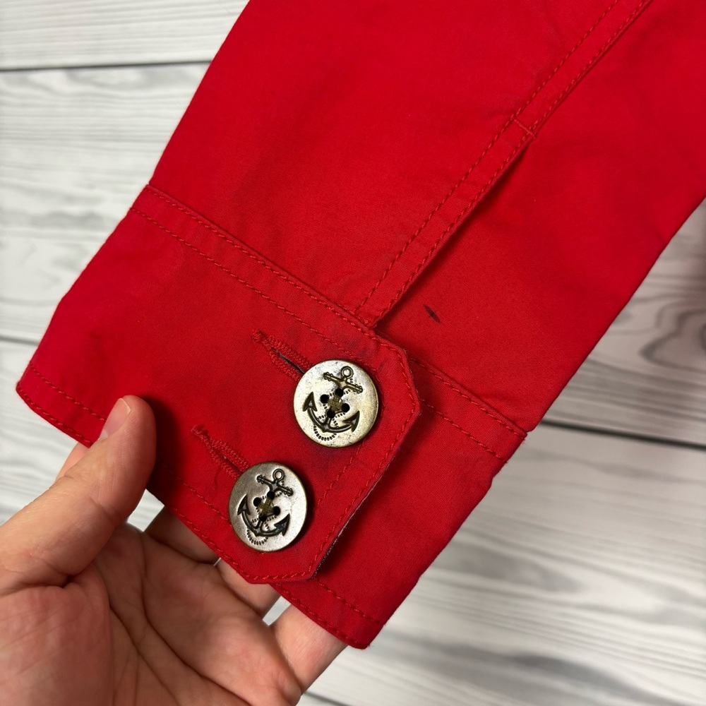 Lands’ End Canvas Red Double Breasted Button Down Jacket Size Medium - Picture 8 of 11